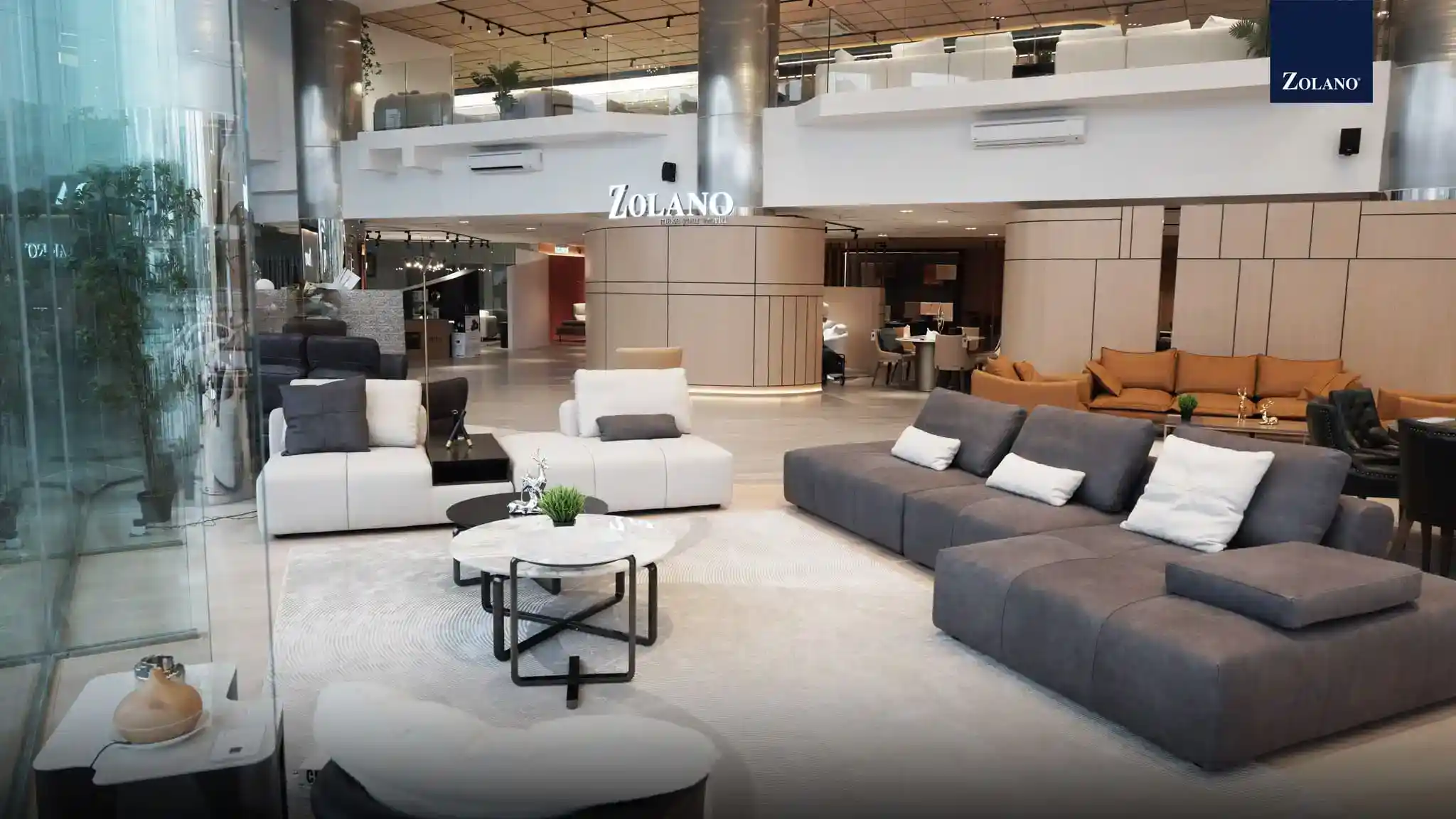 Modern Zolano showroom display with contemporary sofas and stylish interior decor in Damansara Uptow.