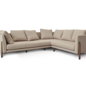 A comfortable beige L-shaped sofa with cushions, ideal for modern living rooms.