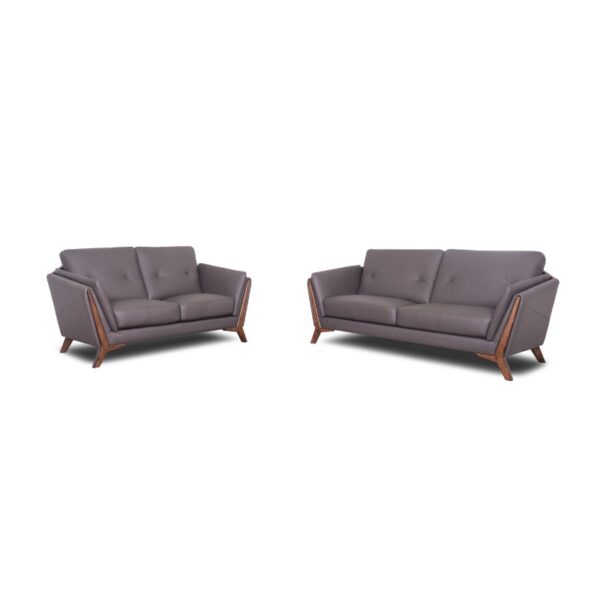 Grey modern sofas with wooden legs, stylish living room furniture, Zolano.