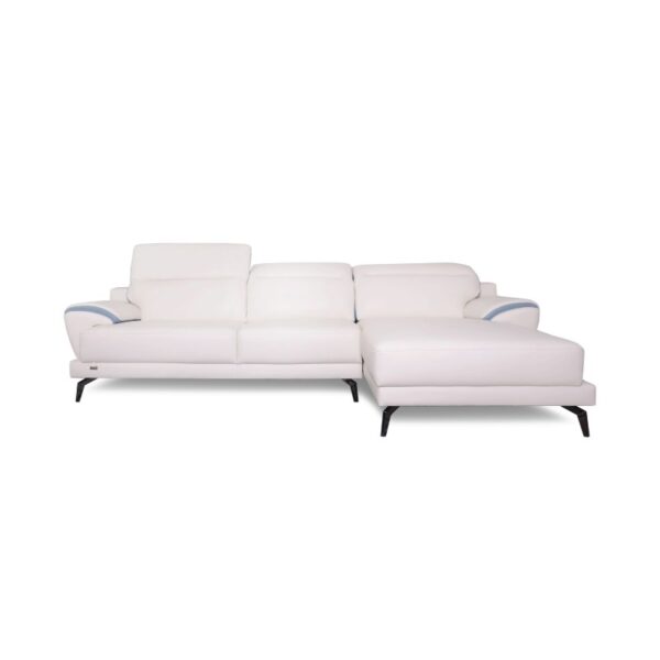 Modern white sectional sofa with sleek design, perfect for contemporary living rooms in Austin.