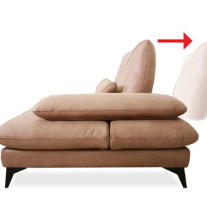 Relaxing beige and white armchair with adjustable backrest for comfort.