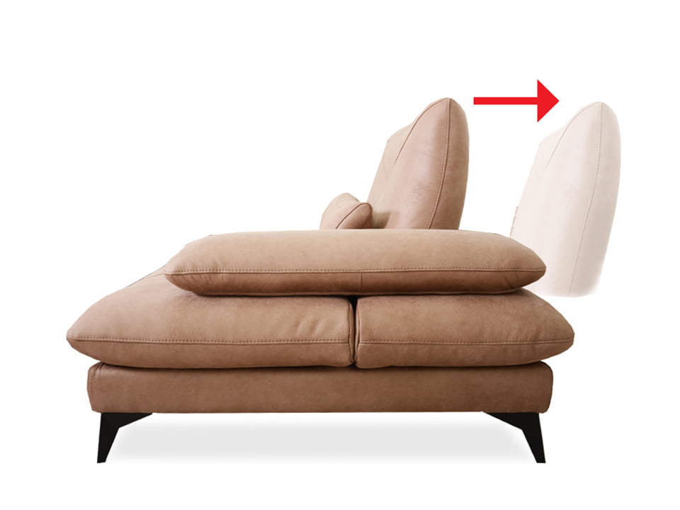 Relaxing beige and white armchair with adjustable backrest for comfort.