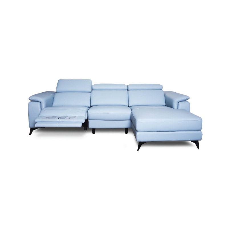 A luxurious light blue sectional sofa with modern design, perfect for stylish living rooms.