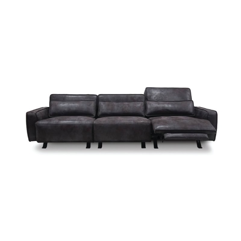 A comfortable black leather sectional sofa with adjustable headrests, ideal for Moneglia seaside rel.