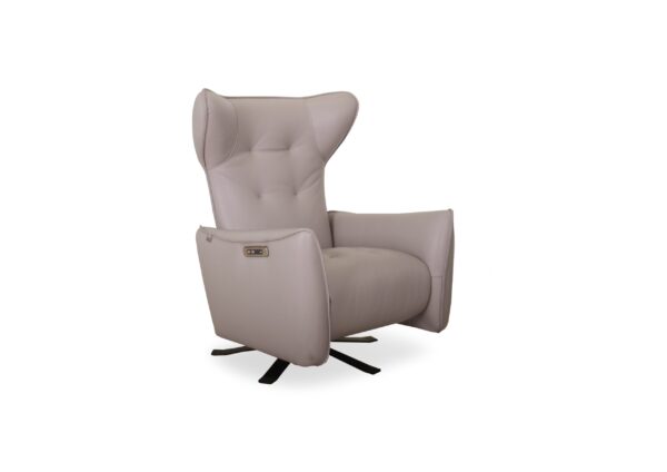 Comfortable beige armchair with modern design, ideal for living rooms and relaxation.