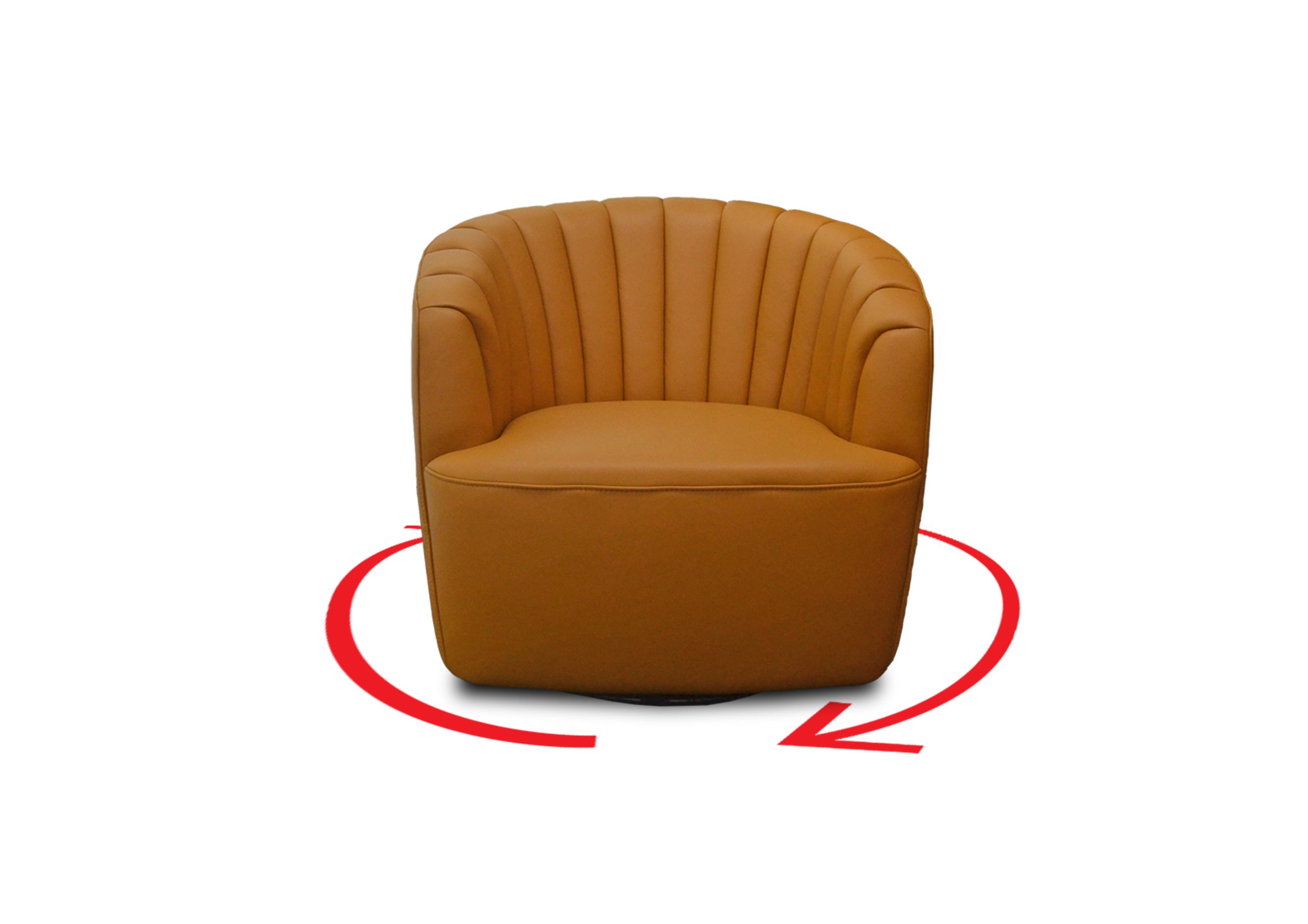 A stylish, modern brown armchair with a curved backrest and plush cushioning.