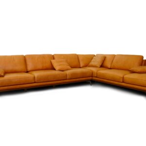 Luxurious orange sectional sofa with cushions, modern living room furniture, MIZAR.